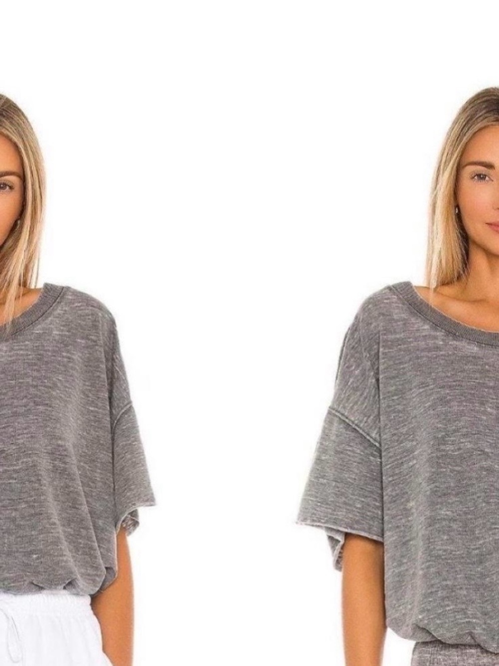 Free People Gray Washed Short Sleeve Tee